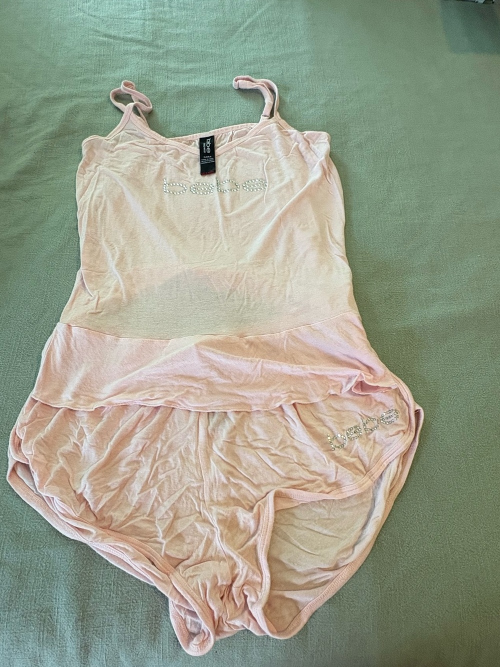 bebe Light Pink Camisole & Brief Set with Rhinestone Logo